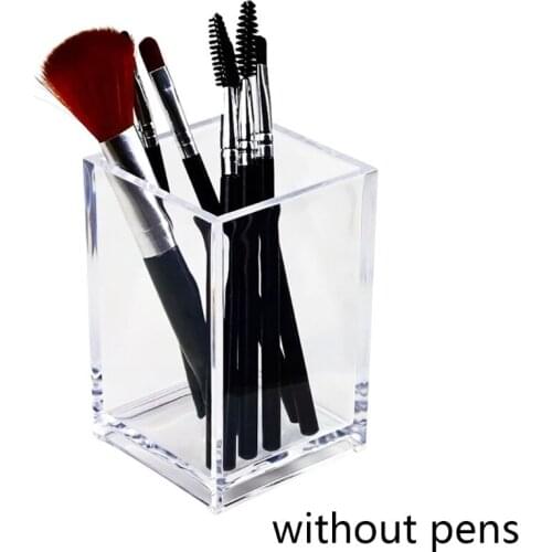 Clear Acrylic Makeup Brush Holder Cup Stationery Organizer Transparent Pen Storage Box Desktop Cosmetic Jewelry Container Box
