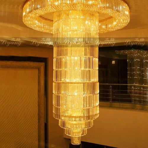 Luxury villa duplex building crystal round large chandelier hotel lobby large sales department sand table engineering lamps
