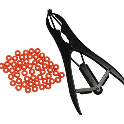 Piglet Sheep Tail Docking Clamp Castration Plier Bloodless Broken Tail pliers and 100 pcs castration rings Farm Animal Supplies