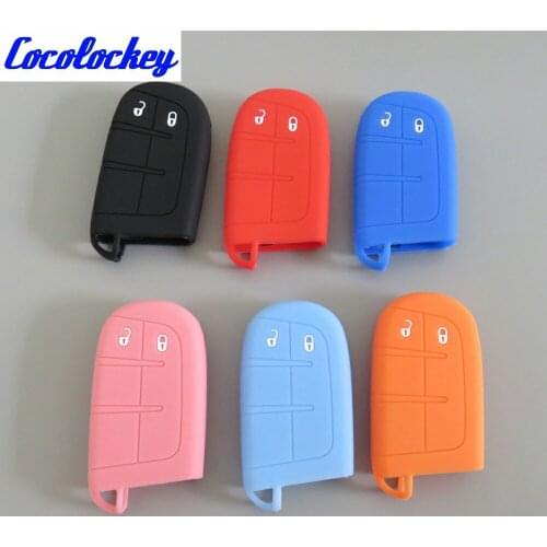 Cocolockey Silicone Key Cover Case Holder for JEEP FIAT DODGE CHRYSLER Smart Remote Key Case 2 Button No Logo