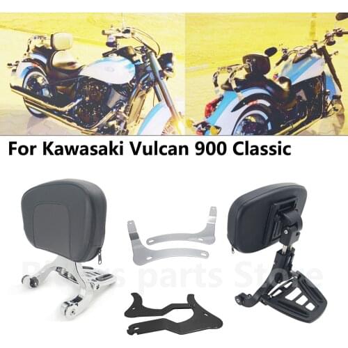 Multi-Purpose Driver Passenger Backrest Black Chrome For Kawasaki Vulcan 900 Classic