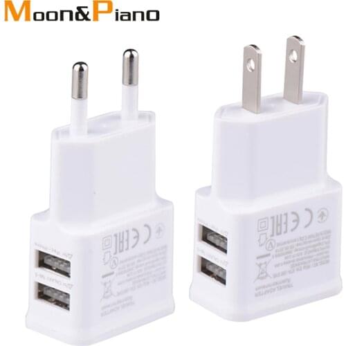 USB Mobile Phone Charger EU Conversion Plug Europe Travel Adapter Dual USB Ports EU Tablet Portable Wall Cellphone charger