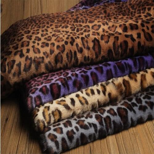 High-grade imitation leopard wool faux plush fur fabric for winter coat vest Fur collar 160*50cm plush fur tissu telas