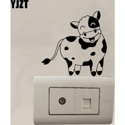 YJZT Modern Cartoon Animal Cow Wall Switch Sticker Decal Home Room Decor Vinyl Funny Creative S19-0315