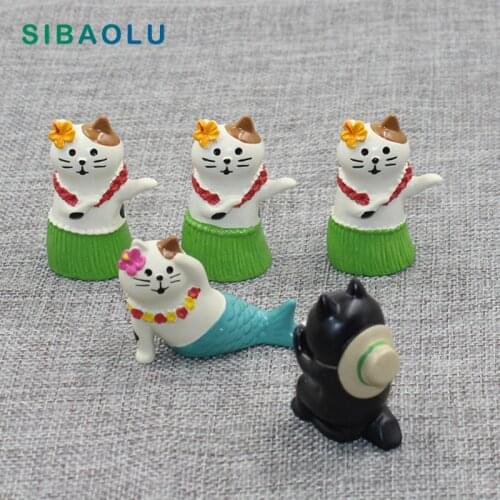 Zakka Dancing Cat Mermaid Miniature figurine Resin Toy Creative Gifts wedding decoration garden statue Home garden Decole