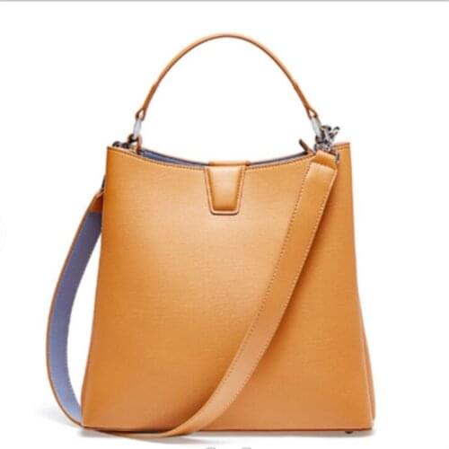 Women Genuine Leather Handbags Fashion Bucket Shoulder Bags Ladies Crossbody Bags Women Large Capacity Shopping Bags Purses
