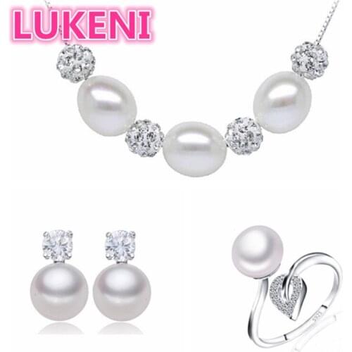 Real freshwater pearl jewelry set women natural pearl sets 925 sterling silver jewelry girl birthday engagement gift
