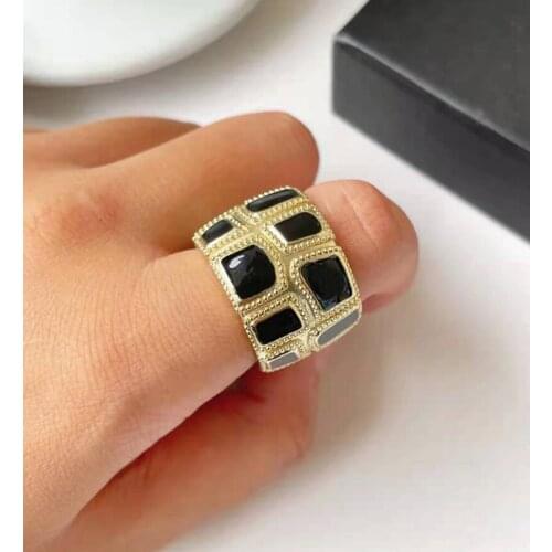 Hot Brand Fashion Pearl Jewelry For Women Vintage Rings Vintage Party Rings Yellow Brass Jewelry Colorful Stone