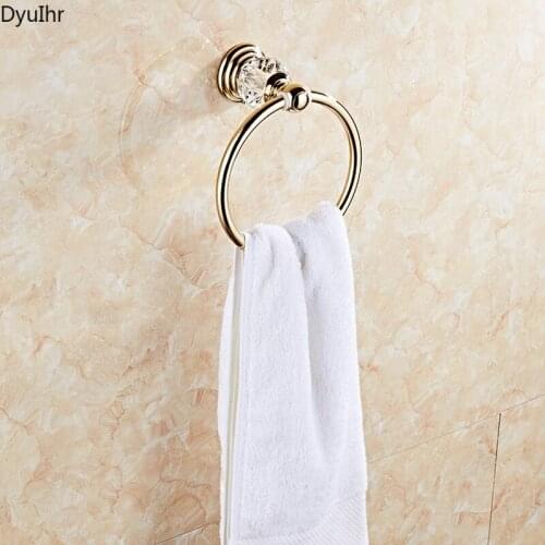 Golden crystal retro Towel ring Towel hanging ring Bathroom towel rack Towel bar Bathroom accessories DyuIhr