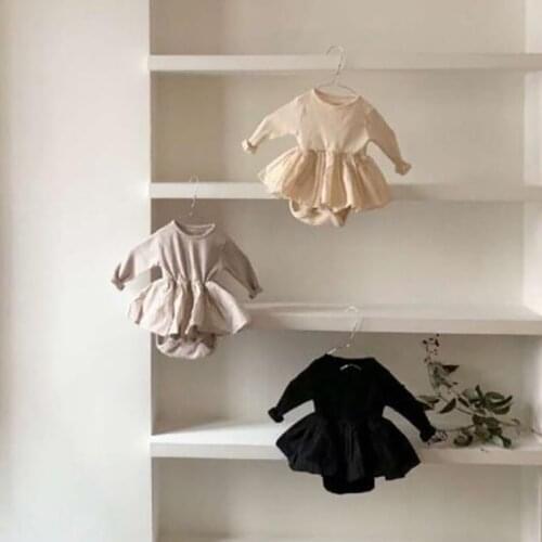 2021 Autumn Baby Girls Bodysuits Ruffle Skirt Style Baby One Piece Toddler Jumpsuits Newborn Girls Long Sleeve Baby Outfit 0-24M