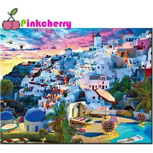 5D Diamond Painting Santorini Scenery DIY Full Drill Art Cross Stitch Picture Mosaic Rhinestones Embroidery Landscape k1120