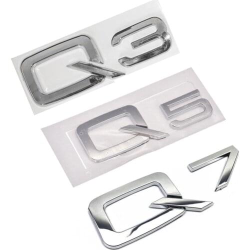 Car-Styling 3D Metal Silver Rear Trunk Letters Grille Head Decal Chrome Badge Emblem Sticker Car Sticker For Q3 Q5 Q7