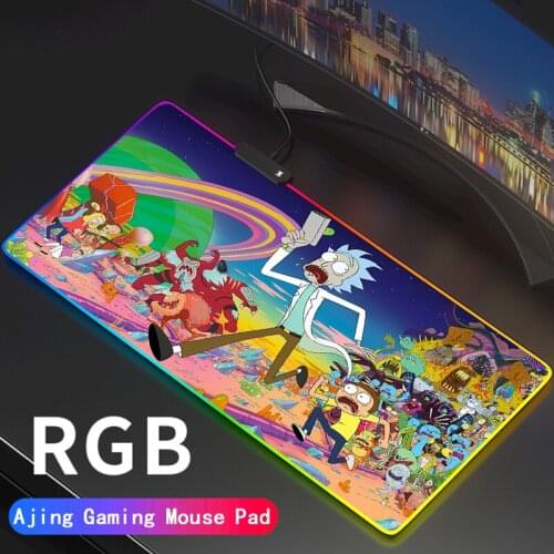 Anime Rick Cool Line Abstract Gaming RGB Large Mouse Pad Gamer Big Morty Mat Computer Mousepad Led Backlight Keyboard Desk Mat