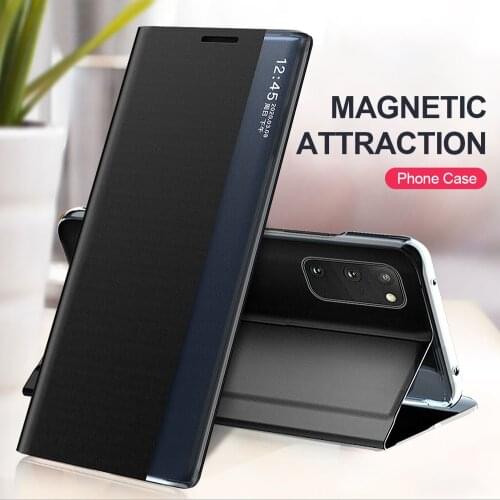 Smart View Window Leather Flip Case for Samsung Galaxy S20 Fe 20fe Ultra Plus S20fe with Magnetic Stand