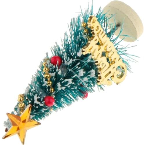 Delicate 1:12 Dollhouse Accessories Christmas Decoration Xmas Tree with "Merry Christmas" Letters Board, Green & Golden