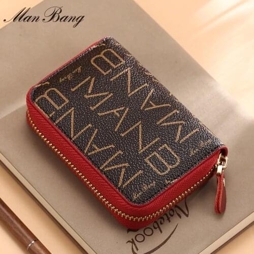 ManBang Credit Card Holder RFID Blocking 2021 New Fashion Business ID Card Holder Women Pocket Card Zip Case Purse Wallet