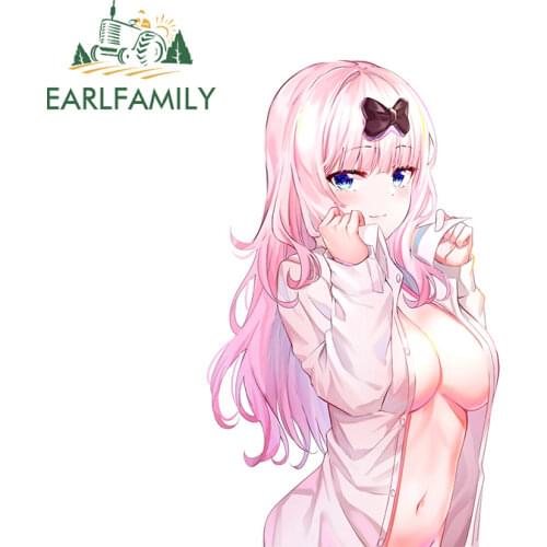 EARLFAMILY 13cm x 8cm For Fujiwara Chika Anime Funny Car Stickers Waterproof Graffiti Decal Motorcycle Surfboard Vinyl Car Wrap