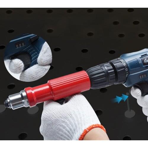 Electric Rivet Gun Riveting Adapter Insert for Cordless Drill Riveter Gun with Handle Nail Gun Aluminum Rivet Nut Guns