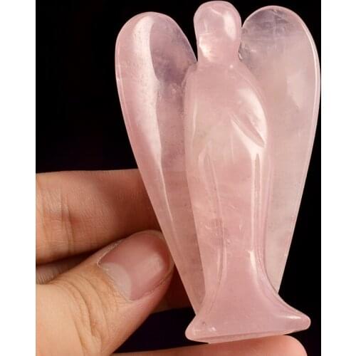3 inch Natural rose quartz Angel Figurines Miniatures handmade Mini Animal Statue crystal stone home decoration accessories