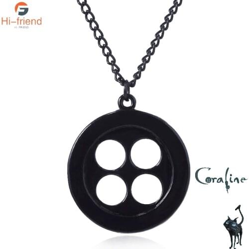 Movie Coraline & the Secret Door Caroline Button Necklace Button Mama Mens and Womens Jewelry Pendant accessories gift