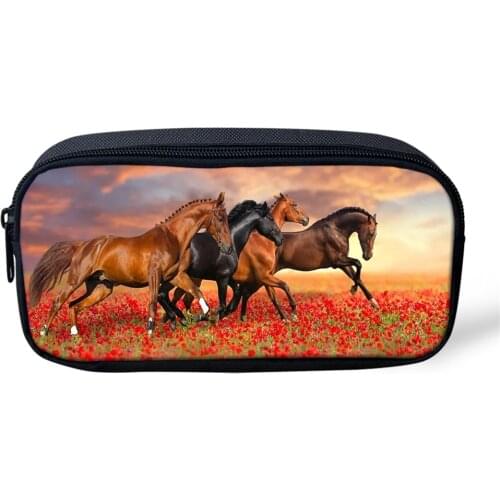HaoYun Kids Pencil Case Flower Horse Prints Pattern Students Stationery Box Kawaii Animal School Pen Bags Womens Beautician