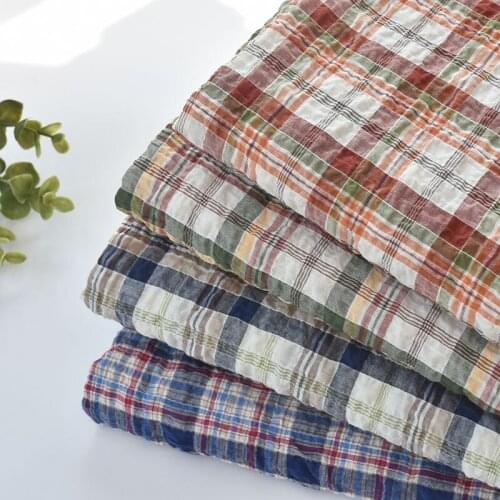 Cotton Plaid Check Bubble Effect Fluffy Fabric For Shirt Dress Skirt DIY Patchwork Garment Materials Colorful Grid 50X106CM