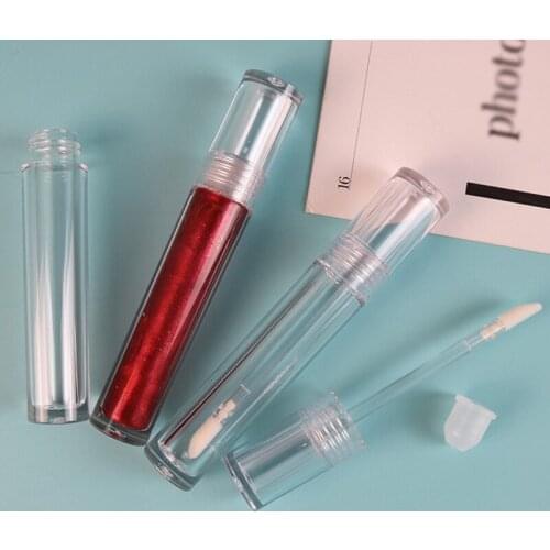 Custom Logo 4ml Empty Transparent Lipgloss Containers Round Clear Cosmetic Lipgloss Tube Lip Gloss Tubes with Wand Containers