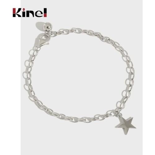 Kinel High Quality Real 925 Sterling Silver Star Bangles Vintage Simple For Women Fashion Fine Jewelry Korea INS Gifts