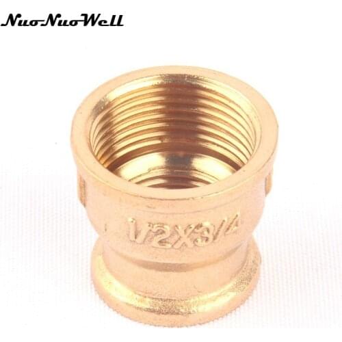 1pcs NuoNuoWell Brass 1/2"-3/4" Female Thread Socket Hose Connector Garden Irrigation Watering Adapter Gas Pipe Coupler Nipple