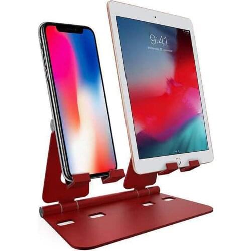 Multi-Angle Dual Portable Stand for Phone Tablet, Foldable Aluminum Alloy Cell Phone Tablet Video Game Stand Holder, Black