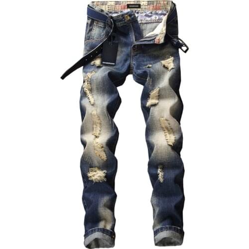 DSQBRAND-European style mens jeans skinny jeans mens zipper jeans blue ripped tights street trousers luxury high quality