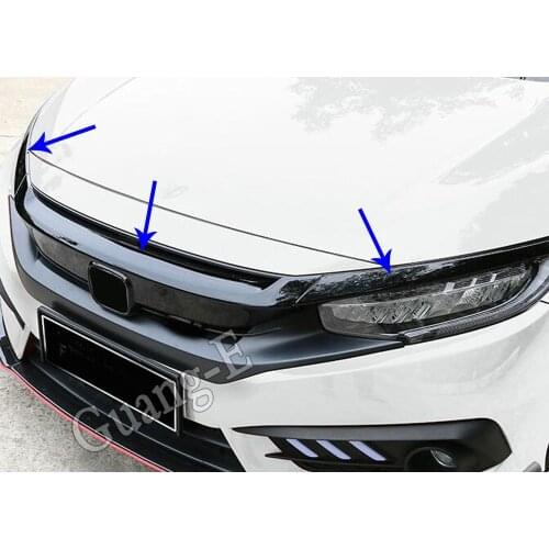 Car Frame Sticker Trim Front Logo Mark Decorative Mark Grid Grill Grille Racing For Honda Civic 10th Sedan 2019 2020 2021
