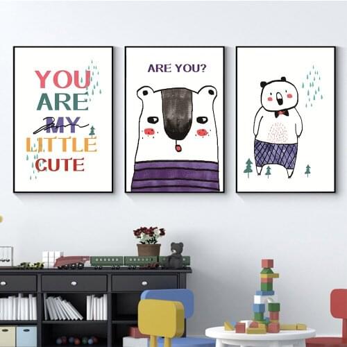 Baby Bear Wall Art Canvas Painting You Are My Little Cute Posters And Prints Cute Animals Wall Picture For Kids Room Home Decor