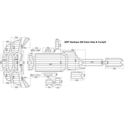 2007 Nautique 220 Swim Step & Cockpit Pad Boat EVA Teak Decking 1/4" 6mm