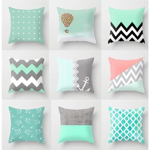 Green Color Geometric Cushion Cover Polyester Pillow Case Decorative Pillows Cover for Sofa Car Home Decoration Accessories