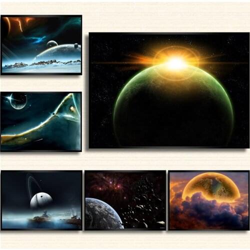 Space Poster Galaxy Stars Nebula Starry Sky Canvas Painting Cosmic Planet Earth Wall Art Pictures for Living Room Decoration