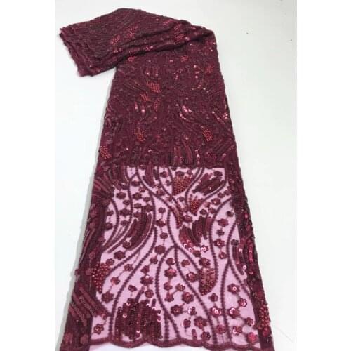 Magenta Sequence Nigerian Lurxury Tulle lace 2020 High Quality African Mesh Wedding Fabric for Dress XZNI4516