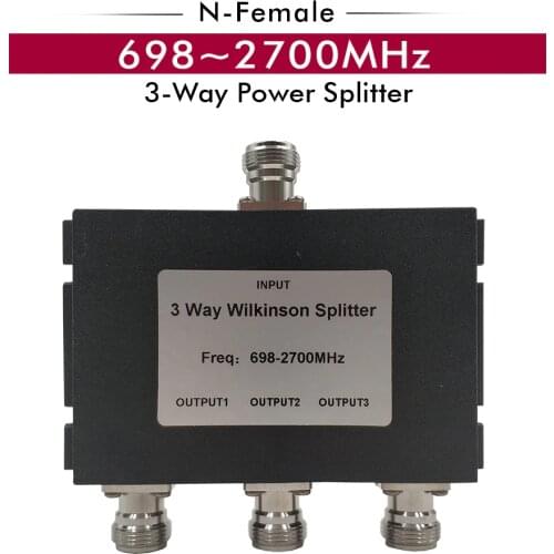 698~2700MHz 3-Way N-Female Splitter Power Divider for CDMA 850/ GSM 900/DCS 1800/PCS 1900/WCDMA 2100/ LTE 2600MHz Signal Booster