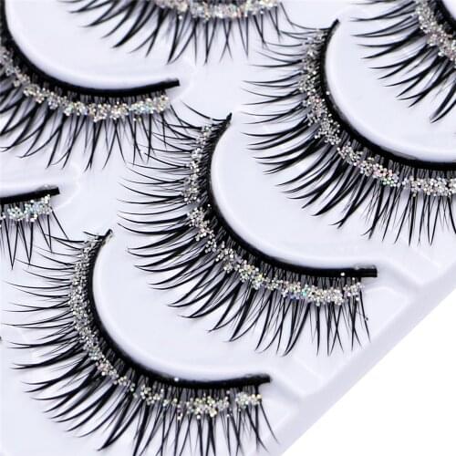 5 pairs Stage catwalk eyelash color flash Glitter sequins performance Bushy of fake eyelashes false lashes eye lashmakeup set