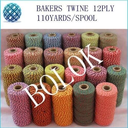 500pcs/lot) Cotton Baker twine 110yards/spool,gift packing twine, colorful twine 55 color mixed wholesale