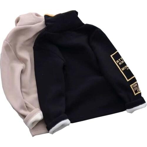 Boys Sweater Autumn and Winter Sweater Fashion Base Plus Velvet Thick High-neck Warm T-shirt sweater 2021 new