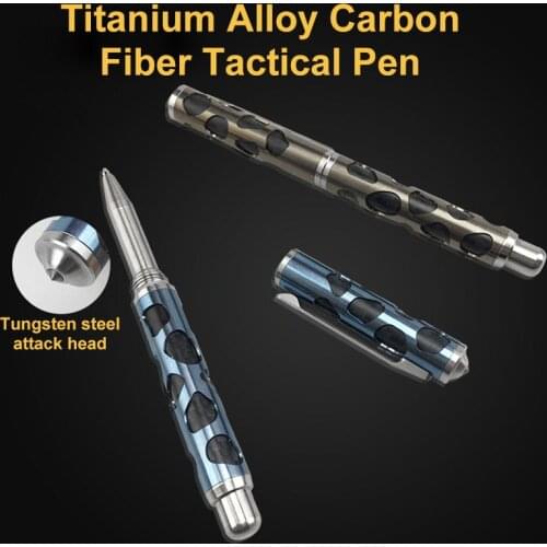 Titanium Alloy Carbon Fiber Tactical Pen Business Defense Pen with Tungsten Steel Tip Window Breaker Survival Equipment