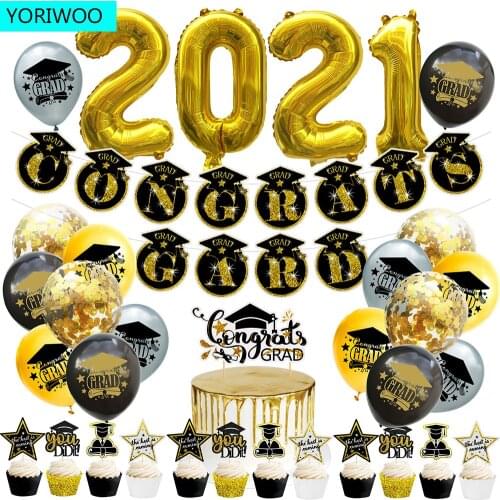 YORIWOO Congrats Grad Graduation 2021 Congratulations Graduation Party Decoration Happy Birthday Balloon Confetti Wedding Favors