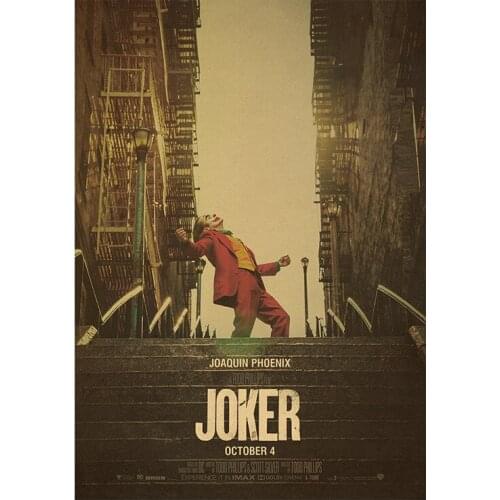 Vintage Movie Poster Villain Smoking The Joker Wall Art Sticker Joaquin Phoenix Picture Kraft Paper Painting for Room Home Decor