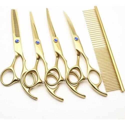 High-end color pet hair scissors curved straight set dog cleaning and grooming tools cat shear