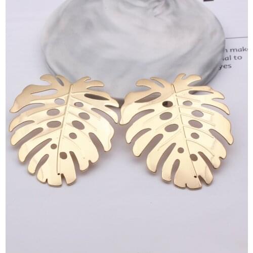 New Fashion Hollow Metal Leaves Dangling Long Statement Stud Earring for Women Party Jewelry Pendientes Mujer Brincos