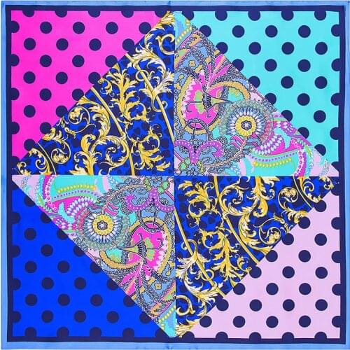 MENGLINXI 60cm*60cm 2020 New Luxury Brand Plaid Dot Women Twill Silk Print Scarf Small Square Scarves Headband Hijab