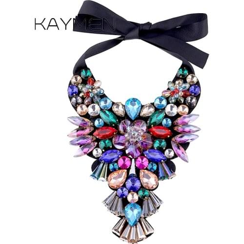 Fashion Crystal Necklace Pendant by Handmade Womens Statement Wedding Necklace Party Jewelry Maxi Torques Necklace Bijoux 1523