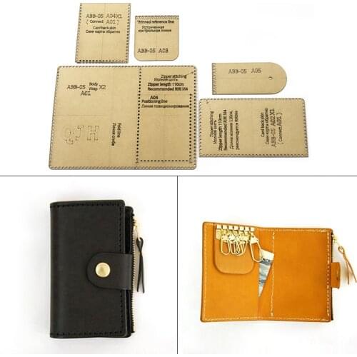 1Set New Stylish Acrylic Template Leather Coin Purse Key Pocket Kraft Paper Pattern DIY Handmde Leather Craft Sewing Pattern