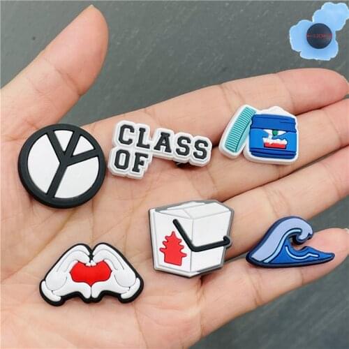 Good Quality 1pcs Waves Class Of PVC Children Shoes Accessories Shoe Decorations Fit Bracelet Adult Croc Jibz Charm